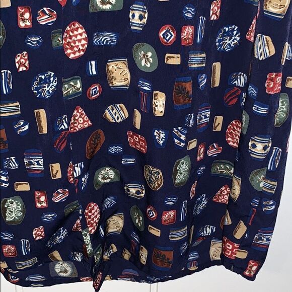 Vtg 80s funky polyester shirt with Nehru collar - Picture 4 of 7